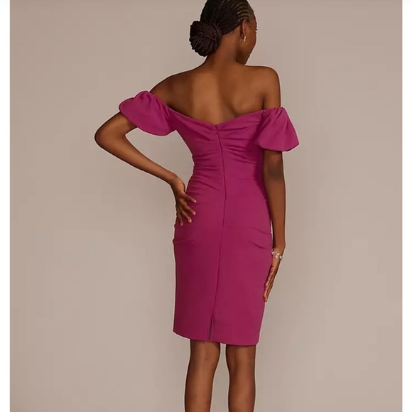 Off-the-Shoulder Puff Sleeve Midi Dress - Picture 2 of 5